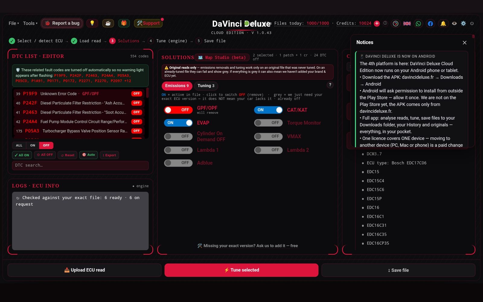 DaVinci Deluxe on Android 13